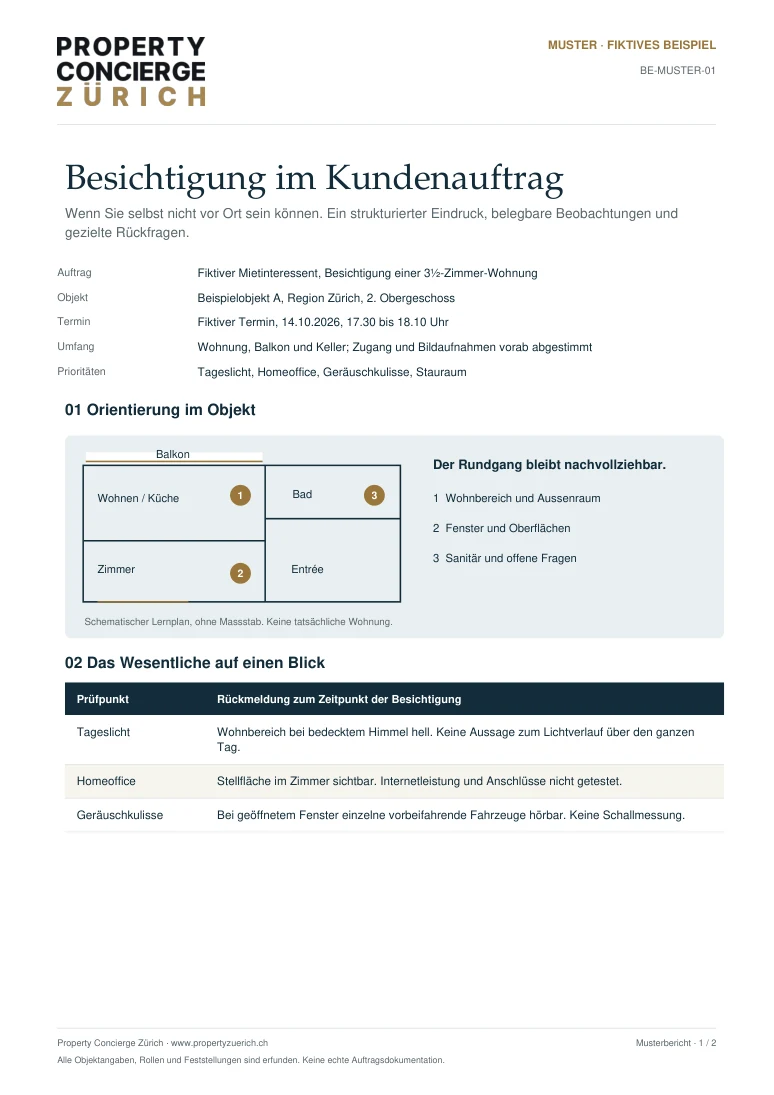 Besichtigung im Kundenauftrag · Muster, fiktive Angaben